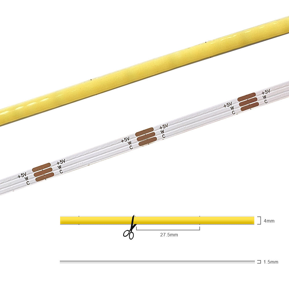 CCT COB LED Strip 4mm Width Super Thin Tunable White