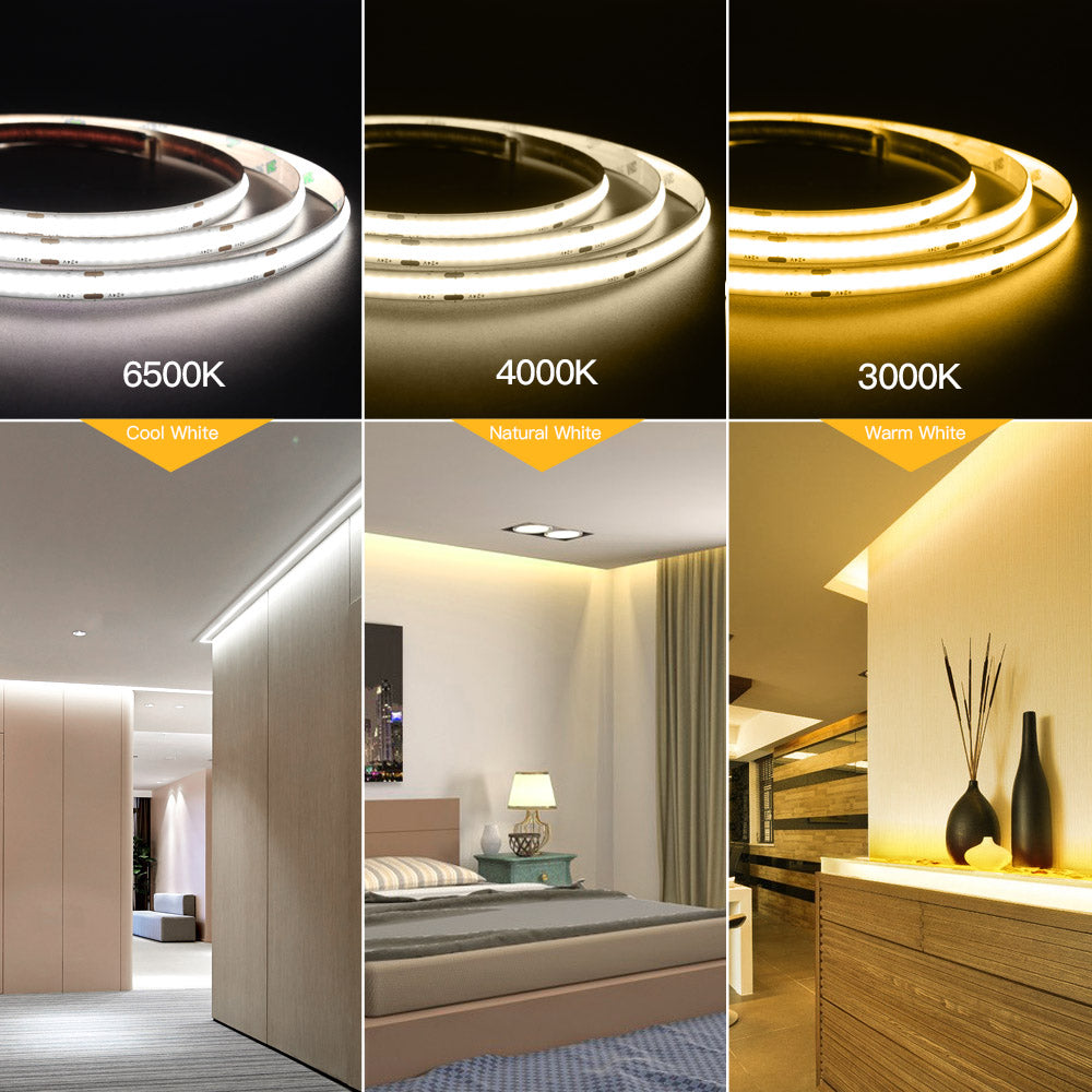 10mm Width COB LED Strip Light 480LED/m DC 12V 24V Dimmable
