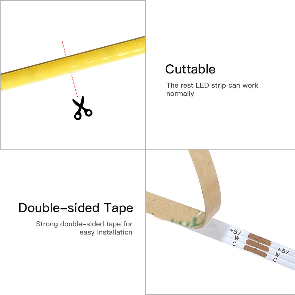 CCT COB LED Strip 4mm Width Super Thin Tunable White