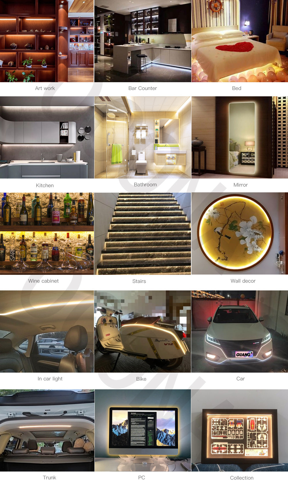 4mm COB LED Strip for DIY Craft Car DC 5V 12V 24V