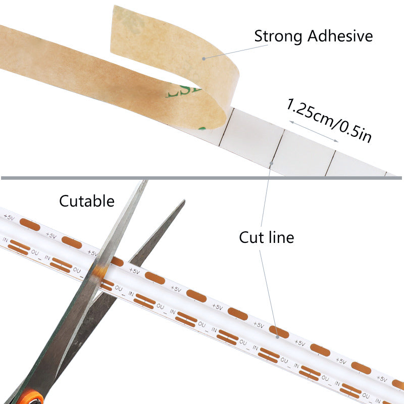 10mm COB RGB Pixel LED Strip DC 5V WS2812B IP65 Waterproof
