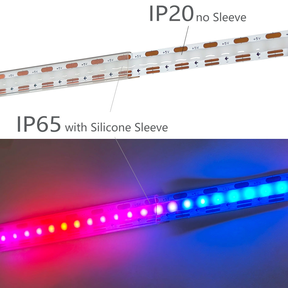 10mm COB RGB Pixel LED Strip DC 5V WS2812B IP65 Waterproof